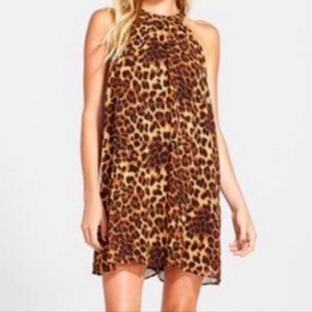 ASTR Leopard Print Sleeveless Dress
